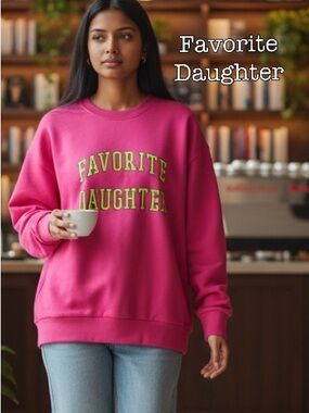 New Favorite Daughter Hot Pink Pullover Sweatshirt Size Small